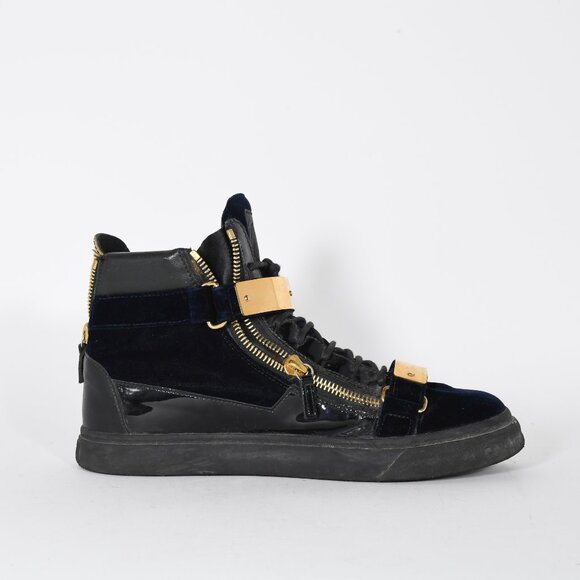 Giuseppe Zanotti Coby High-Top Sneakers - Black with Gold Accents (Size 44) - Picture 9 of 13